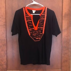 JCrew Navy and Orange Shirt